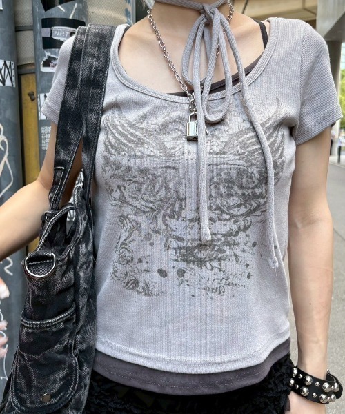 tシャツ 「XU」tie set cross wing tee レディース XU（エックスユー）の「【XU】tie set cross wing tee（Tシャツ