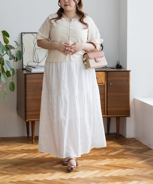 CLETTE(クレット)の「フロントボタンキーネックプルオーバー(Tシャツ/カットソー・レディース・ブラック/アイボリー/ラベンダー・3L/4L/LL)」の19枚目の写真