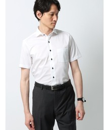 半袖ワイシャツ ノンアイロンストレッチ COOL MAX ホリゾンタルカラー ドレスシャツ