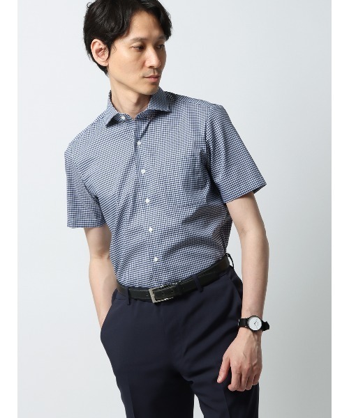 美品 ラウンジドレス シワ加工 コットストライプシャツ ノットデザイン ブルー シルケットノースリカットソー | LOUNGEDRESS(ラウンジドレス