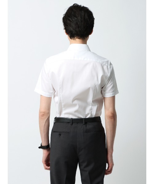 SUIT SQUARE(スーツスクエア)の「半袖ワイシャツ ノンアイロンストレッチ COOL MAX ホリゾンタルカラー ドレスシャツ(ビジネスシャツ・メンズ・ネイビー系/ホワイト系/ブルー系・3L/LL/L/M/S)」の6枚目の写真