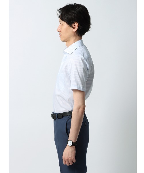 専用　GRAZOS スーツ&シャツ&ネクタイ　160 ATON/エイトン】GIZA STRIPE OVERSIZED SHORT SLEEVE SHIRT/ギザ
