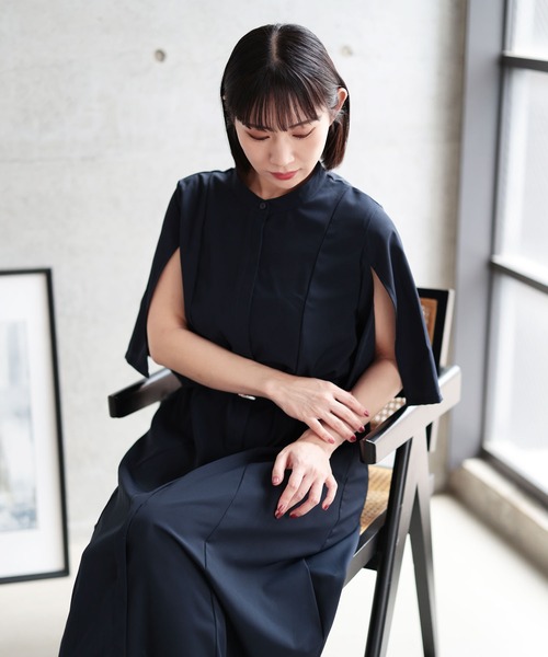 Ruwan yu(ルワンユー)の「ケープスリーブベルトワンピース【大きいサイズ対応】(ワンピース・レディース・ネイビー・4L/3L/LL/L)」の13枚目の写真