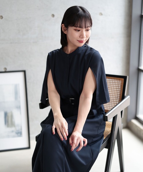 Ruwan yu(ルワンユー)の「ケープスリーブベルトワンピース【大きいサイズ対応】(ワンピース・レディース・ネイビー・4L/3L/LL/L)」の16枚目の写真