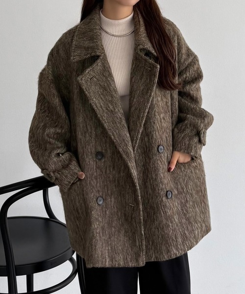 セール】シャギーミドルコート（ステンカラーコート）｜callautia