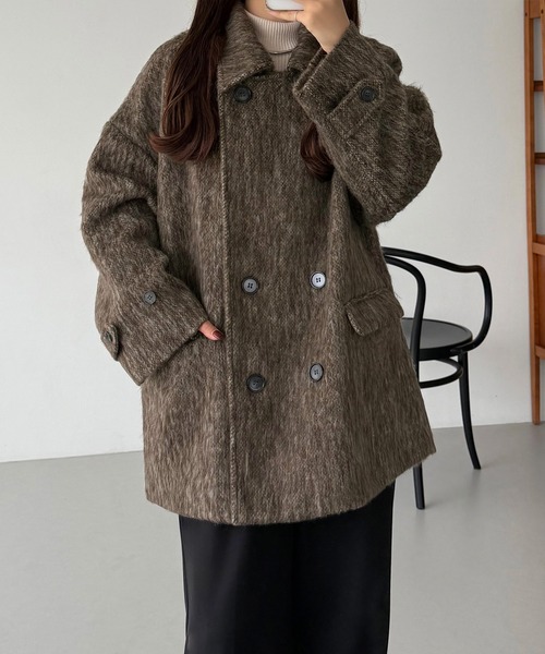 コラージュ　コート⭐︎一度のみ着用⭐︎ セール】シャギーミドルコート（ステンカラーコート）｜callautia