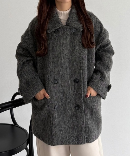 セール】シャギーミドルコート（ステンカラーコート）｜callautia