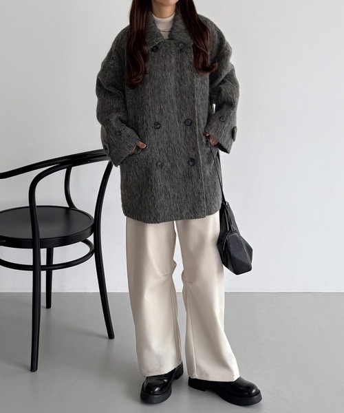 セール】シャギーミドルコート（ステンカラーコート）｜callautia