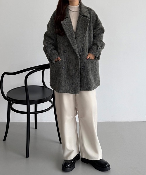 セール】シャギーミドルコート（ステンカラーコート）｜callautia