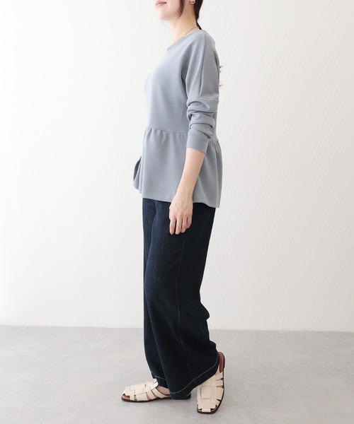 Lace Ladies(レースレディース)の「ステッチ ハイウエスト ワイド デニム パンツ(デニムパンツ・レディース・ネイビー・M/L/XL/S)」の4枚目の写真