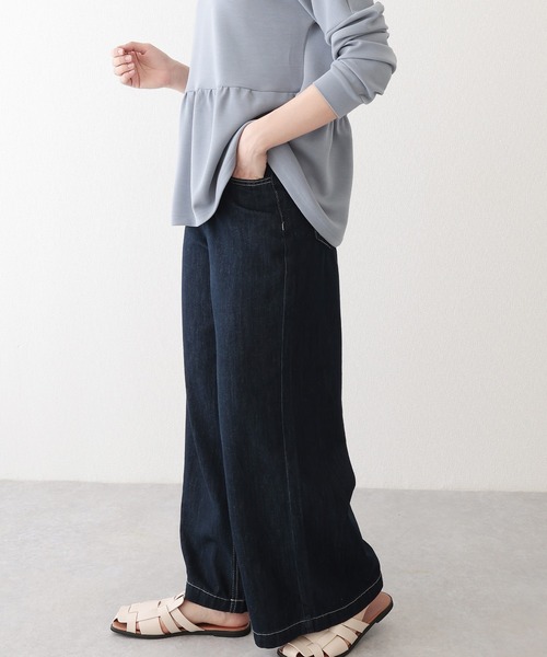 Lace Ladies(レースレディース)の「ステッチ ハイウエスト ワイド デニム パンツ(デニムパンツ・レディース・ネイビー・M/L/XL/S)」の8枚目の写真