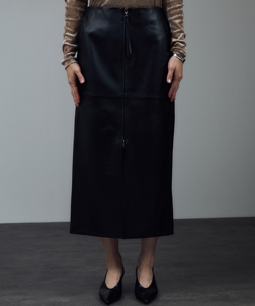 agnes b. レザースカート ブラック 34 ラムレザー オシャレ 大人 agnes