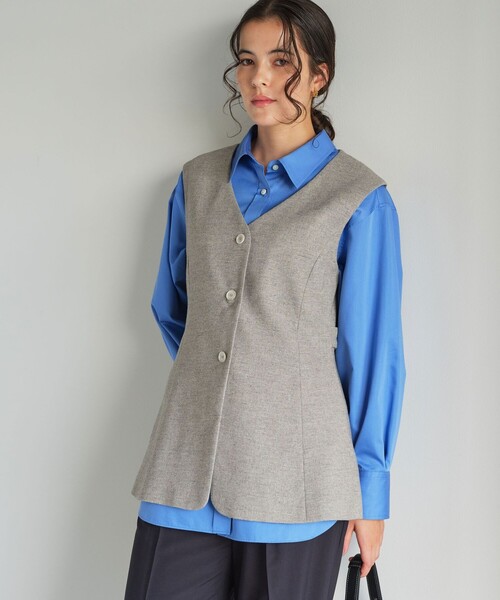 green label relaxing(グリーンレーベルリラクシング)の「メランジツイル ジレ -ウォッシャブル-(ベスト・レディース・ブラック/ベージュ・FREE)」の10枚目の写真