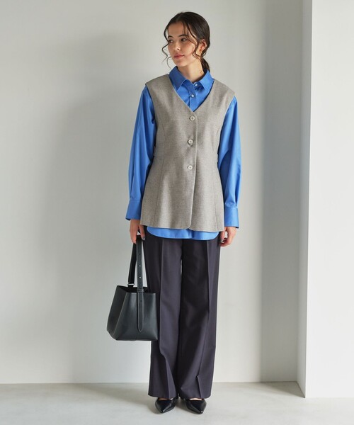 green label relaxing(グリーンレーベルリラクシング)の「メランジツイル ジレ -ウォッシャブル-(ベスト・レディース・ブラック/ベージュ・FREE)」の11枚目の写真