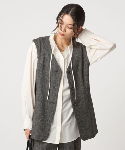 green label relaxing(グリーンレーベルリラクシング)の「メランジツイル ジレ -ウォッシャブル-(ベスト・レディース・ブラック/ベージュ・FREE)」の13枚目の写真