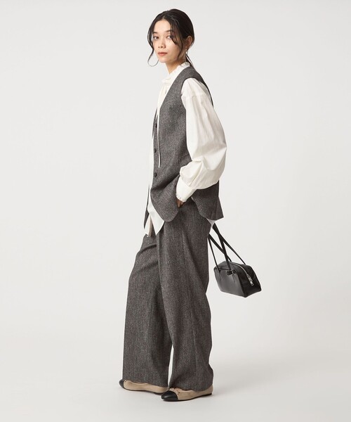 green label relaxing(グリーンレーベルリラクシング)の「メランジツイル ジレ -ウォッシャブル-(ベスト・レディース・ブラック/ベージュ・FREE)」の15枚目の写真