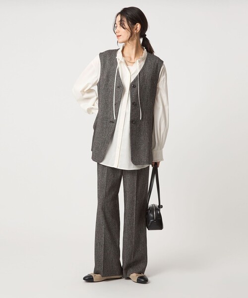 green label relaxing(グリーンレーベルリラクシング)の「メランジツイル ジレ -ウォッシャブル-(ベスト・レディース・ブラック/ベージュ・FREE)」の16枚目の写真