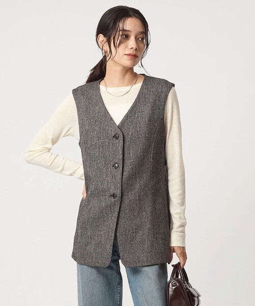 green label relaxing(グリーンレーベルリラクシング)の「メランジツイル ジレ -ウォッシャブル-(ベスト・レディース・ブラック/ベージュ・FREE)」の17枚目の写真