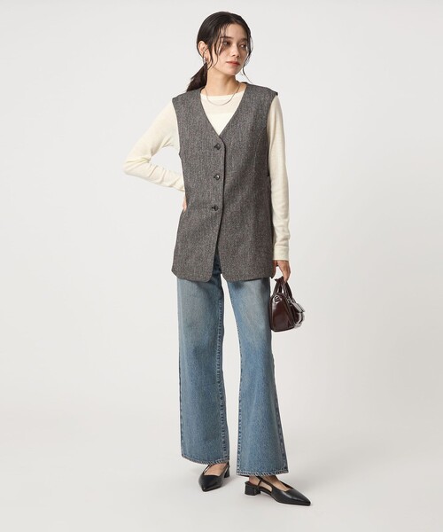 green label relaxing(グリーンレーベルリラクシング)の「メランジツイル ジレ -ウォッシャブル-(ベスト・レディース・ブラック/ベージュ・FREE)」の18枚目の写真