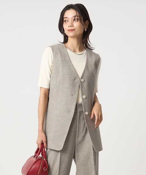 green label relaxing(グリーンレーベルリラクシング)の「メランジツイル ジレ -ウォッシャブル-(ベスト・レディース・ブラック/ベージュ・FREE)」の19枚目の写真