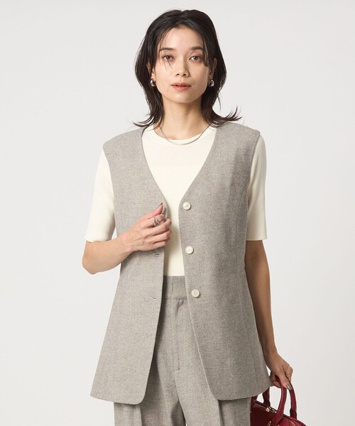 green label relaxing(グリーンレーベルリラクシング)の「メランジツイル ジレ -ウォッシャブル-(ベスト・レディース・ブラック/ベージュ・FREE)」の20枚目の写真