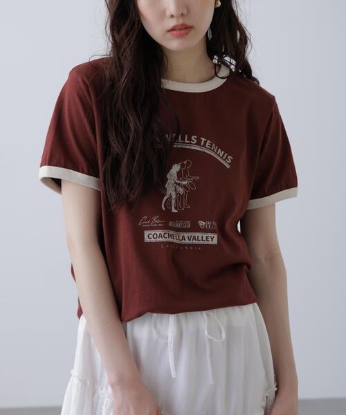 FREE'S MART（フリーズマート）の「レトロスポーツプリントＴシャツ（Tシャツ/カットソー・レディース・ホワイト/ブラウン/ネイビー・FREE）」の20枚目の写真