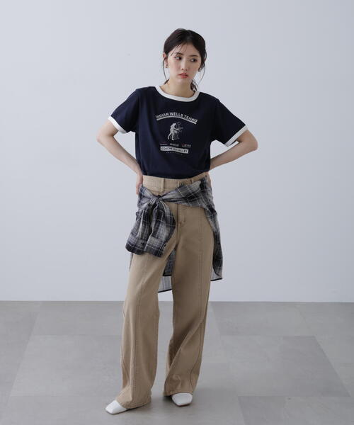 FREE'S MART（フリーズマート）の「レトロスポーツプリントＴシャツ（Tシャツ/カットソー・レディース・ホワイト/ブラウン/ネイビー・FREE）」の10枚目の写真