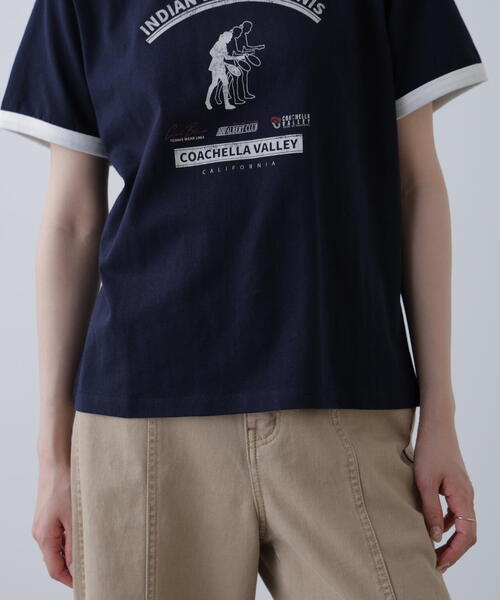 FREE'S MART（フリーズマート）の「レトロスポーツプリントＴシャツ（Tシャツ/カットソー・レディース・ホワイト/ブラウン/ネイビー・FREE）」の4枚目の写真