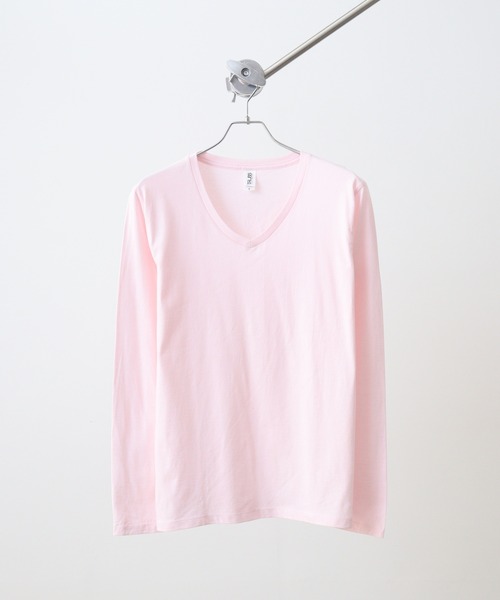 TRUSS(トラス)の「TRUSS スリムフィットVネックロングスリーブTシャツ(Tシャツ/カットソー・レディース・ヘザーグレー/ピンク・S/XL/L/M)」の2枚目の写真