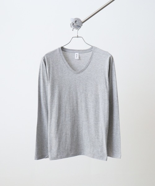TRUSS(トラス)の「TRUSS スリムフィットVネックロングスリーブTシャツ(Tシャツ/カットソー・レディース・ヘザーグレー/ピンク・S/XL/L/M)」の1枚目の写真