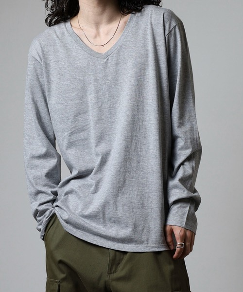 TRUSS(トラス)の「TRUSS スリムフィットVネックロングスリーブTシャツ(Tシャツ/カットソー・レディース・ヘザーグレー/ピンク・S/XL/L/M)」の11枚目の写真