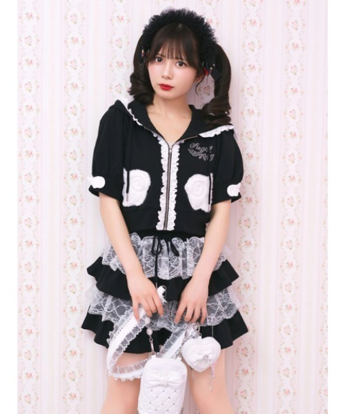 Ank Rouge(アンクルージュ)の「天使のチャーム裏毛スカート(スカート・レディース・グレー/ピンク/ブラック・M)」の1枚目の写真