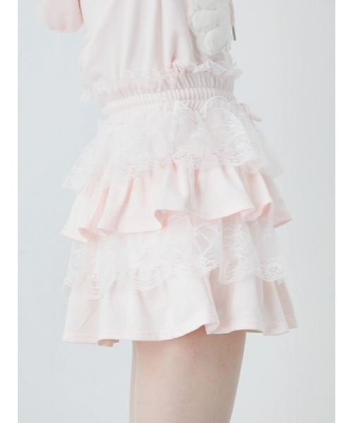 Ank Rouge(アンクルージュ)の「天使のチャーム裏毛スカート(スカート・レディース・グレー/ピンク/ブラック・M)」の6枚目の写真