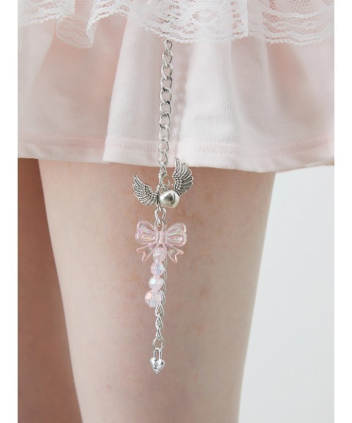 Ank Rouge(アンクルージュ)の「天使のチャーム裏毛スカート(スカート・レディース・グレー/ピンク/ブラック・M)」の9枚目の写真