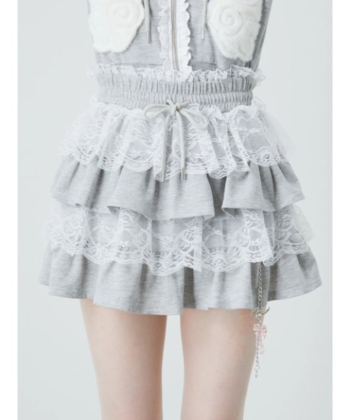 Ank Rouge(アンクルージュ)の「天使のチャーム裏毛スカート(スカート・レディース・グレー/ピンク/ブラック・M)」の11枚目の写真