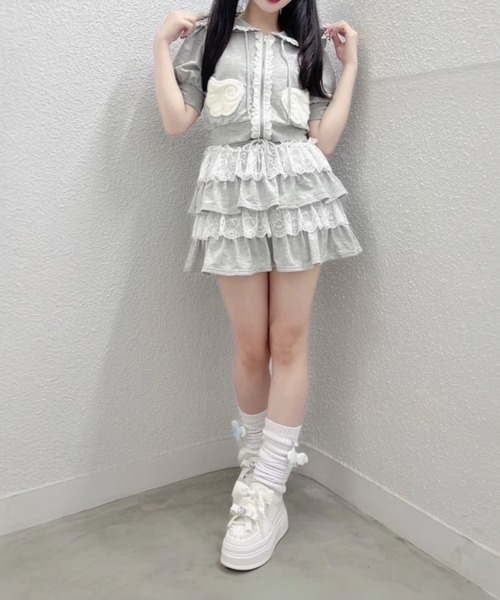 Ank Rouge(アンクルージュ)の「天使のチャーム裏毛スカート(スカート・レディース・グレー/ピンク/ブラック・M)」の13枚目の写真