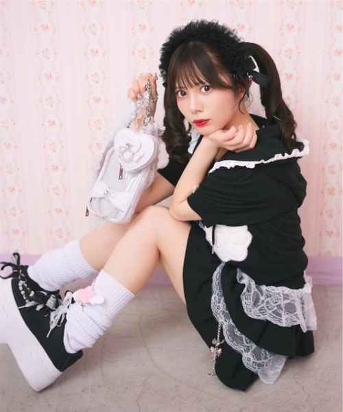 Ank Rouge(アンクルージュ)の「天使のチャーム裏毛スカート(スカート・レディース・グレー/ピンク/ブラック・M)」の10枚目の写真