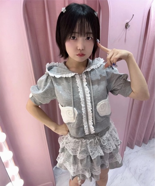 Ank Rouge(アンクルージュ)の「天使のチャーム裏毛スカート(スカート・レディース・グレー/ピンク/ブラック・M)」の20枚目の写真