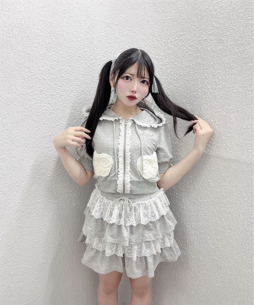 Ank Rouge(アンクルージュ)の「天使のチャーム裏毛スカート(スカート・レディース・グレー/ピンク/ブラック・M)」の11枚目の写真