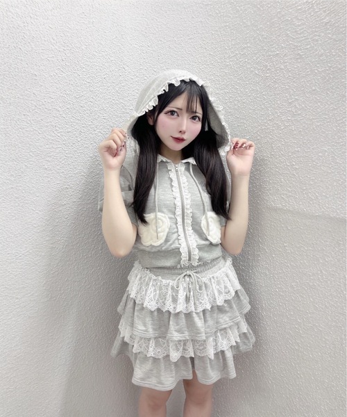 Ank Rouge(アンクルージュ)の「天使のチャーム裏毛スカート(スカート・レディース・グレー/ピンク/ブラック・M)」の22枚目の写真