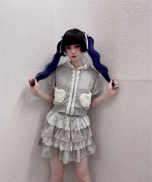 Ank Rouge(アンクルージュ)の「天使のチャーム裏毛スカート(スカート・レディース・グレー/ピンク/ブラック・M)」の14枚目の写真