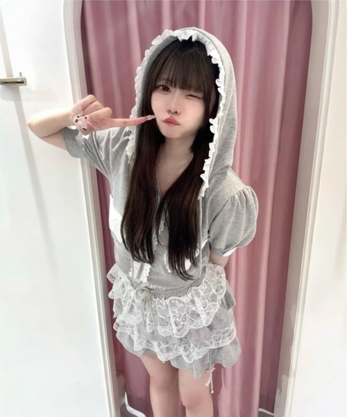 Ank Rouge(アンクルージュ)の「天使のチャーム裏毛スカート(スカート・レディース・グレー/ピンク/ブラック・M)」の19枚目の写真