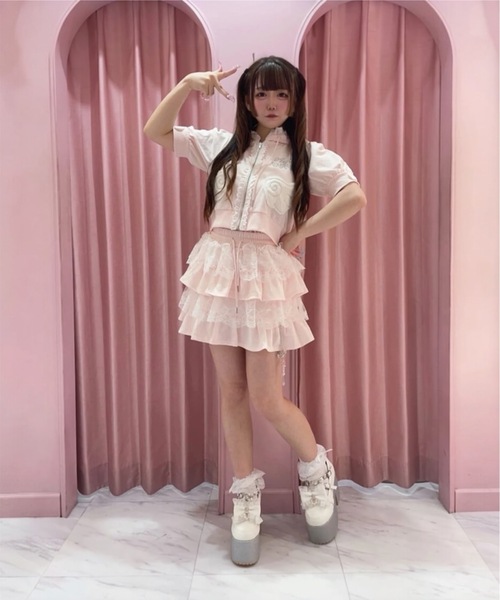 Ank Rouge(アンクルージュ)の「天使のチャーム裏毛スカート(スカート・レディース・グレー/ピンク/ブラック・M)」の17枚目の写真