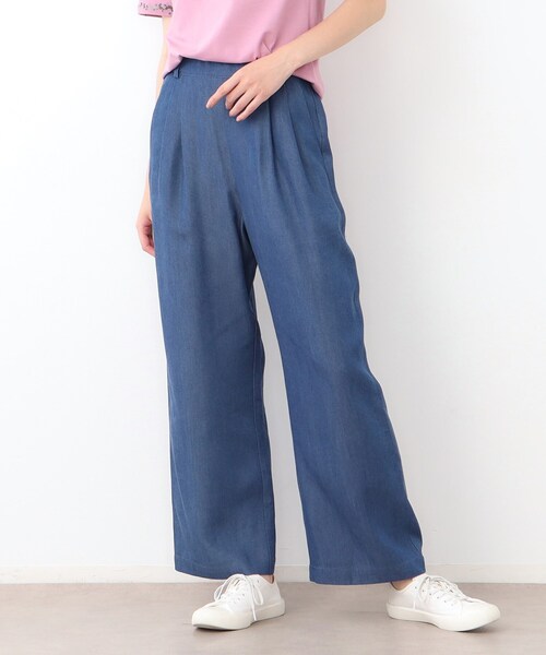 LAURA ASHLEY(ローラアシュレイ)の「【STORY掲載!/ウエストゴム/タックあり】セルロースデニム イージーパンツ(デニムパンツ・レディース・ライトブルー/ネイビー・38/40)」の2枚目の写真