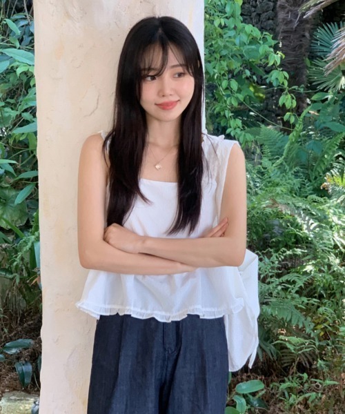 Ada.(エイダ)の「【Mellfy】バックリボン フリルトップス(ベスト・レディース・ホワイト/ネイビー・FREE)」の14枚目の写真