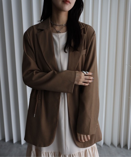 YENNA（イェンナ）の「ドロストテーラードジャケット（テーラードジャケット・レディース・ベージュ/ブラック・FREE）」の16枚目の写真