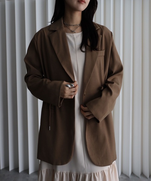 YENNA（イェンナ）の「ドロストテーラードジャケット（テーラードジャケット・レディース・ベージュ/ブラック・FREE）」の17枚目の写真