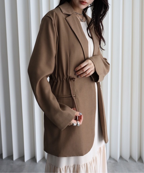 YENNA（イェンナ）の「ドロストテーラードジャケット（テーラードジャケット・レディース・ベージュ/ブラック・FREE）」の15枚目の写真