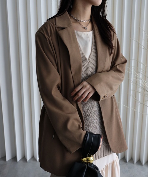 YENNA（イェンナ）の「ドロストテーラードジャケット（テーラードジャケット・レディース・ベージュ/ブラック・FREE）」の6枚目の写真