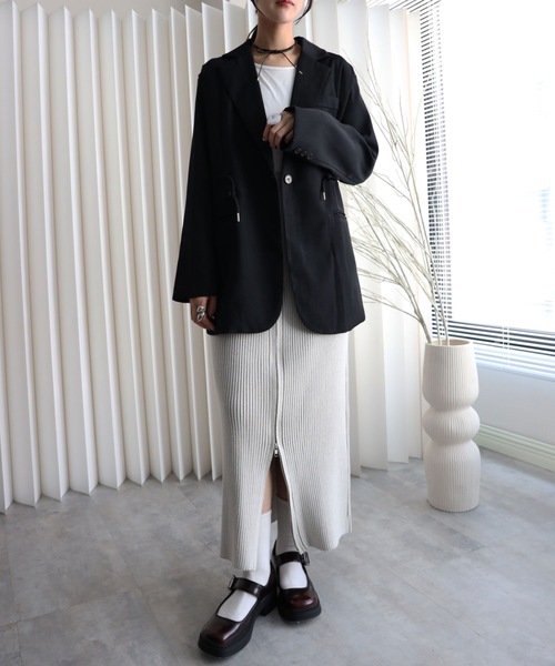 YENNA（イェンナ）の「ドロストテーラードジャケット（テーラードジャケット・レディース・ベージュ/ブラック・FREE）」の19枚目の写真